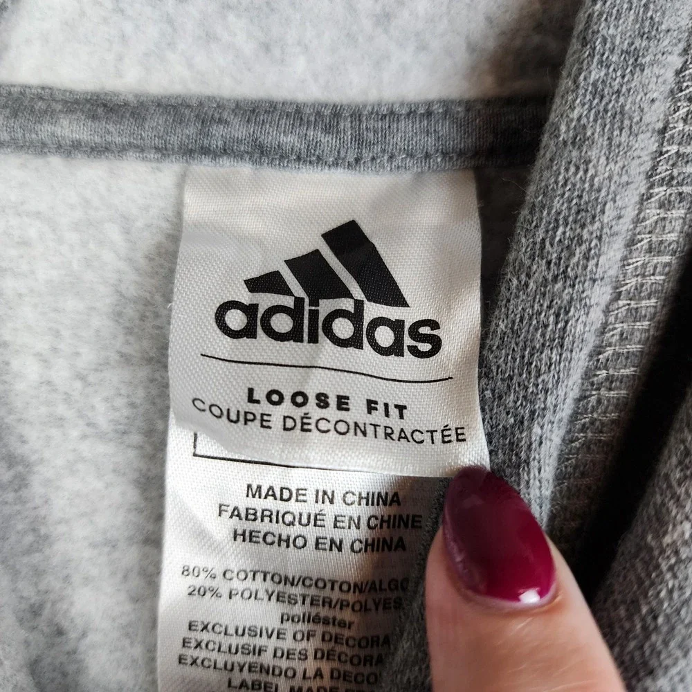 Adidas Hoodie Men‎ 18/20 Gray Gradient Logo Stripe Loose Fit AA7483 SHA279